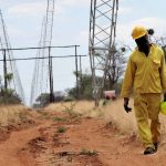 Power line construction in Namibia